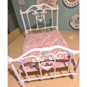Vintage Victorian Brass Works Doll Bed Metal Doll Bed Made in Canada | 21” White